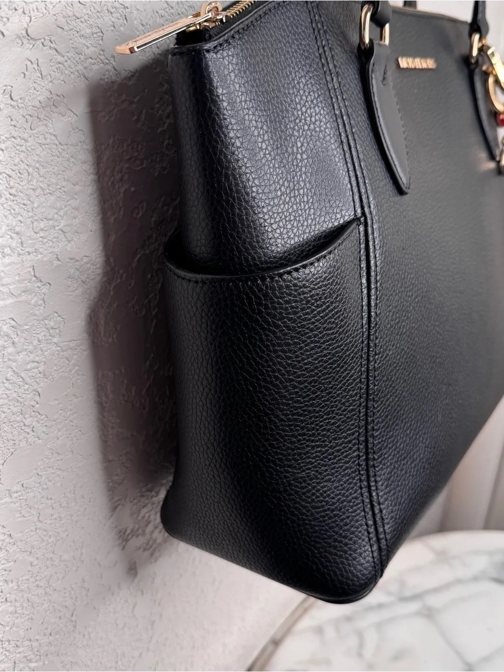 Michael Kors Black Pebbled Leather Tote with Gold Hardware - Picture 3 of 14